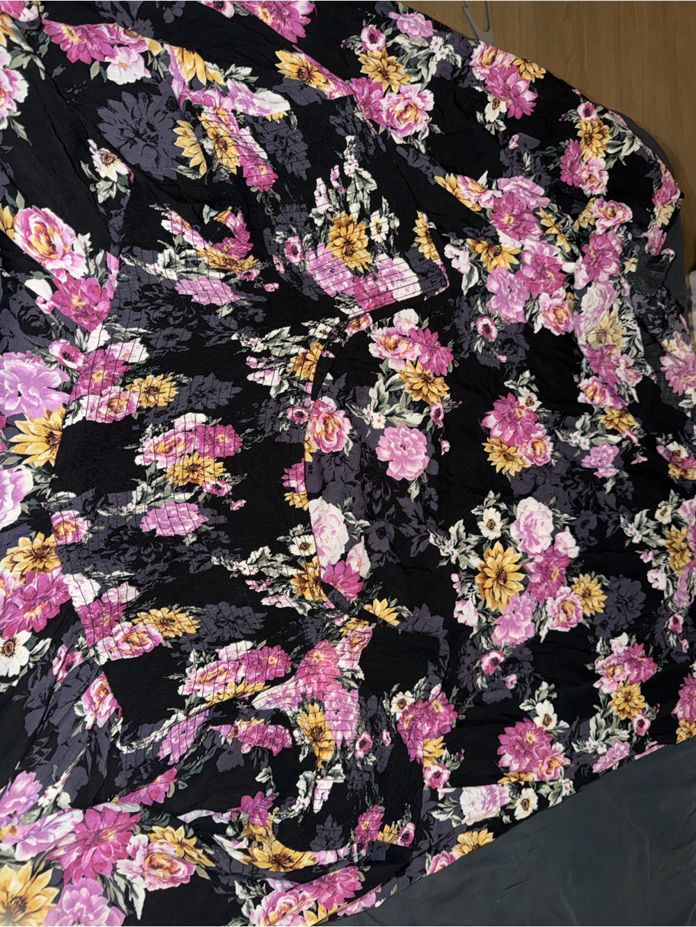 torrid Black Floral Maxi Skirt with Pink & Yellow Blooms